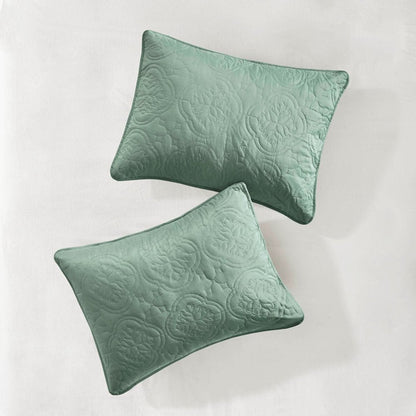 Set of Three Aqua Medallion Queen Ring Stitch Sham And Comforter HomeRoots