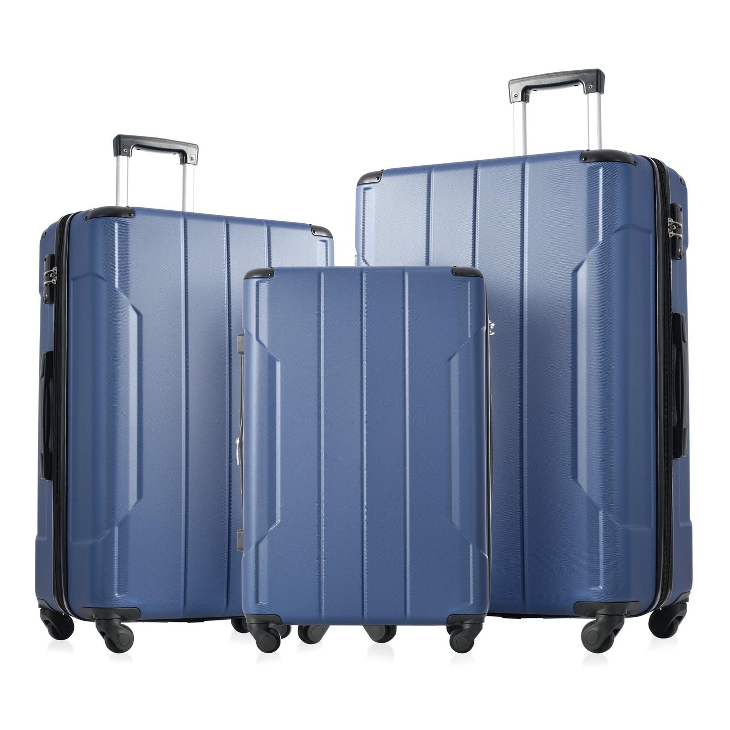 Hardshell Luggage Sets 3 Pcs Spinner Suitcase with TSA Lock Lightweight 20''24''28'' Blue + ABS - FurniFindUSA