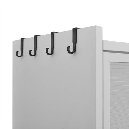 73" White Stainless Steel Textured Door Dining Hutch With Two Doors HomeRoots