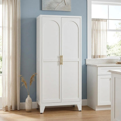 71" White Steel Pantry Or Storage Closet With Arched Panel Doors HomeRoots
