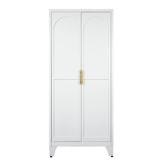 71" White Steel Pantry Or Storage Closet With Arched Panel Doors HomeRoots