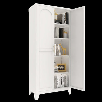 71" White Steel Pantry Or Storage Closet With Arched Panel Doors HomeRoots