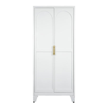 71" White Steel Pantry Or Storage Closet With Arched Panel Doors HomeRoots