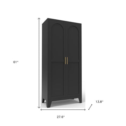 61" White Stainless Steel Pantry Or Storage Closet With Arched Panel Doors HomeRoots