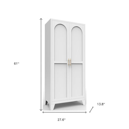 61" White Stainless Steel Pantry Or Storage Closet With Arched Panel Doors HomeRoots