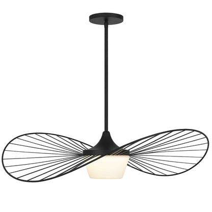 34" Black Aluminum Geometric Wavy LED Dimmable Outdoor Hanging Light HomeRoots