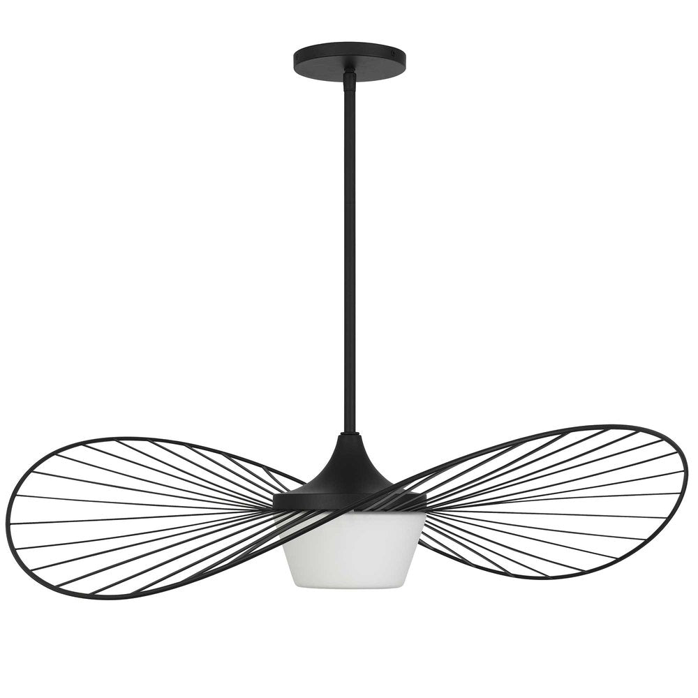 34" Black Aluminum Geometric Wavy LED Dimmable Outdoor Hanging Light HomeRoots
