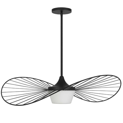 34" Black Aluminum Geometric Wavy LED Dimmable Outdoor Hanging Light HomeRoots