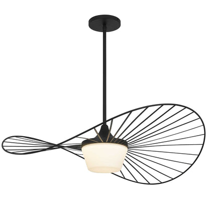 34" Black Aluminum Geometric Wavy LED Dimmable Outdoor Hanging Light HomeRoots