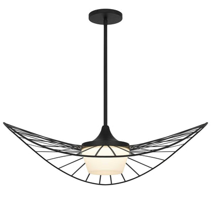 34" Black Aluminum Geometric Wavy LED Dimmable Outdoor Hanging Light HomeRoots