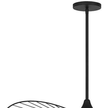 34" Black Aluminum Geometric Wavy LED Dimmable Outdoor Hanging Light HomeRoots
