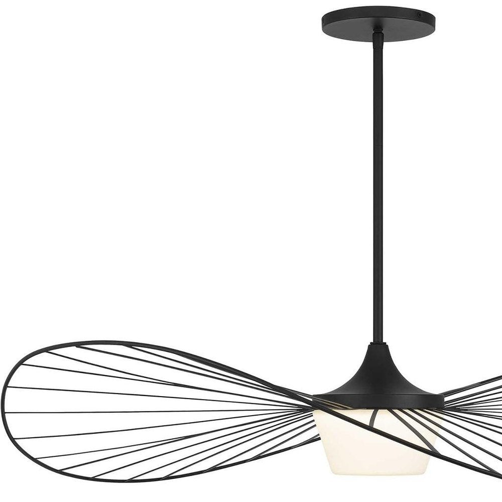 44" Black Aluminum Geometric Wavy LED Dimmable Outdoor Hanging Light HomeRoots