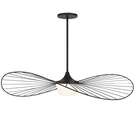 44" Black Aluminum Geometric Wavy LED Dimmable Outdoor Hanging Light HomeRoots