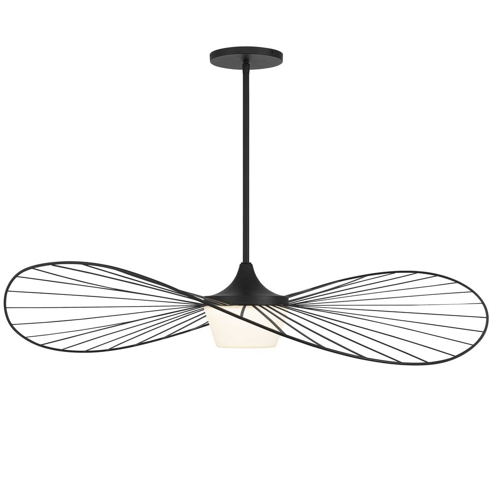 44" Black Aluminum Geometric Wavy LED Dimmable Outdoor Hanging Light HomeRoots