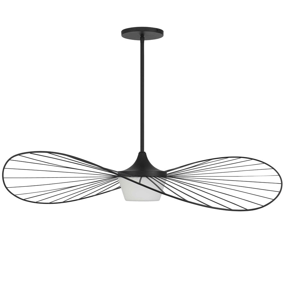 44" Black Aluminum Geometric Wavy LED Dimmable Outdoor Hanging Light HomeRoots