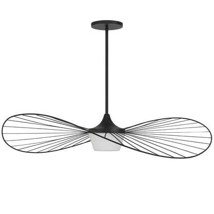 44" Black Aluminum Geometric Wavy LED Dimmable Outdoor Hanging Light HomeRoots