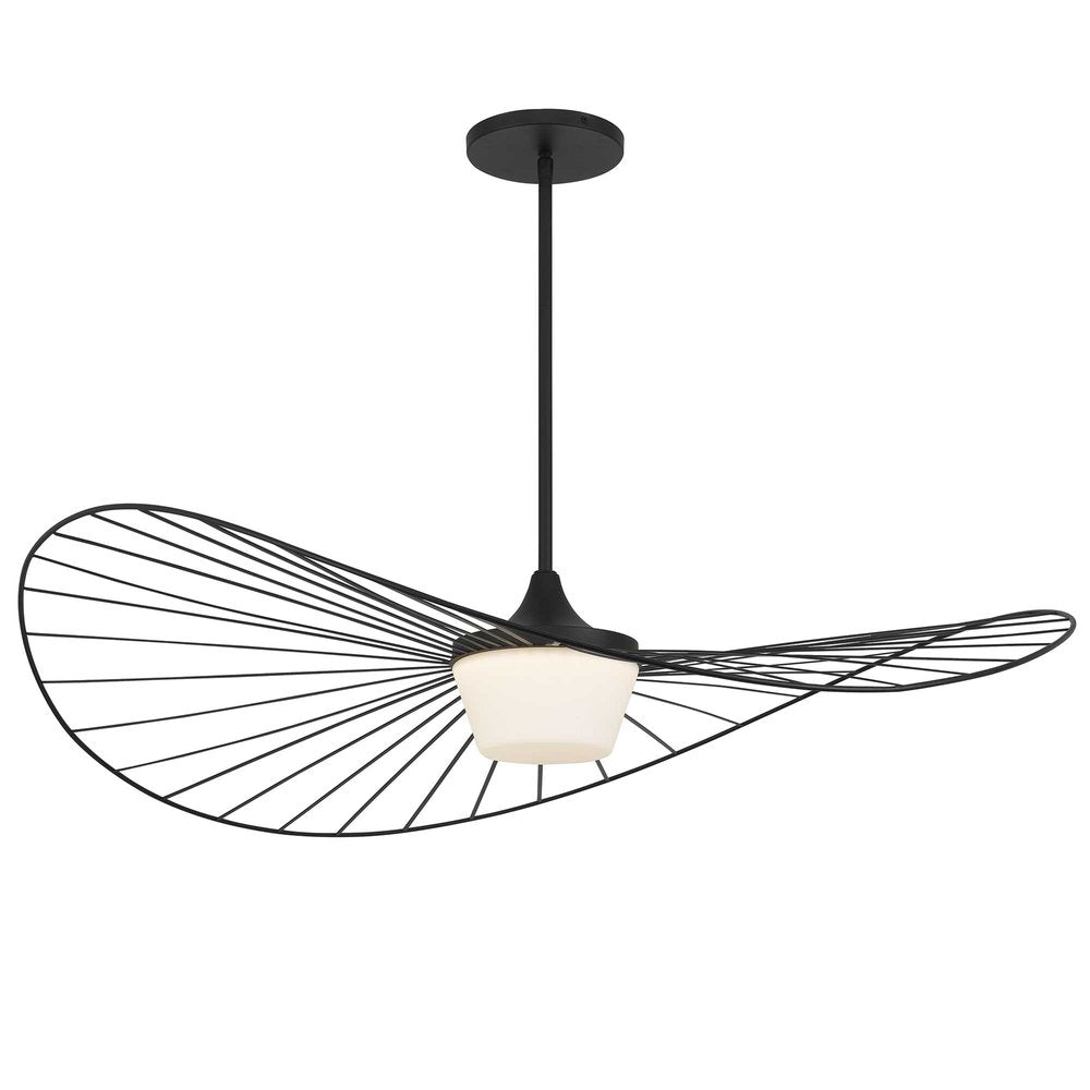 44" Black Aluminum Geometric Wavy LED Dimmable Outdoor Hanging Light HomeRoots