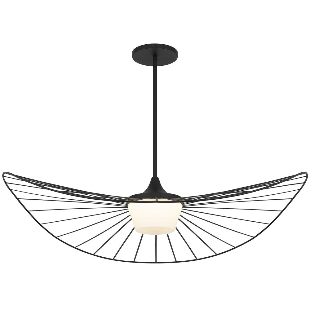 44" Black Aluminum Geometric Wavy LED Dimmable Outdoor Hanging Light HomeRoots