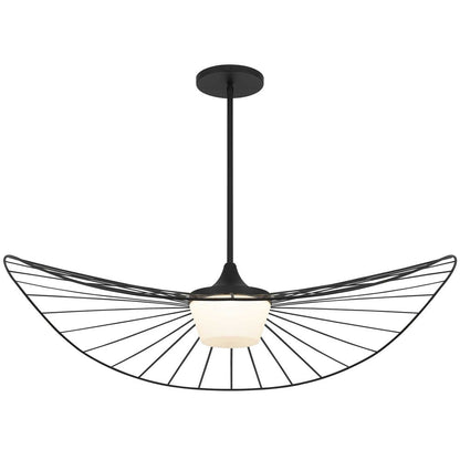 44" Black Aluminum Geometric Wavy LED Dimmable Outdoor Hanging Light HomeRoots