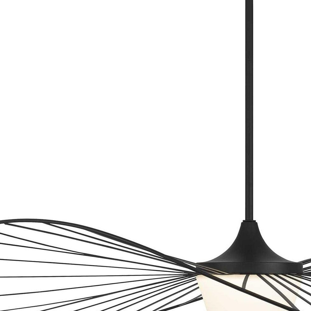 44" Black Aluminum Geometric Wavy LED Dimmable Outdoor Hanging Light HomeRoots