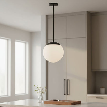 10" Black And White Frosted LED Dimmable Outdoor Globe Hanging Light HomeRoots