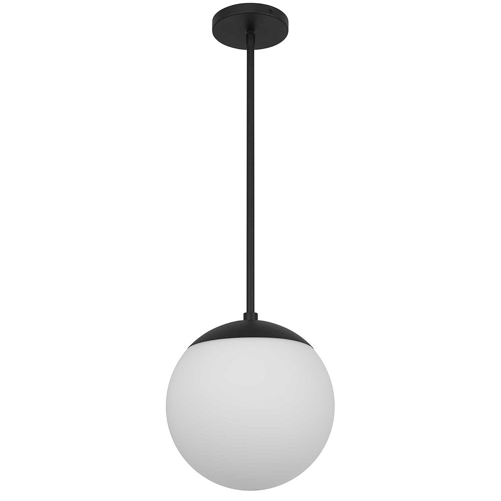 10" Black And White Frosted LED Dimmable Outdoor Globe Hanging Light HomeRoots
