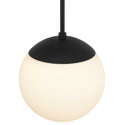10" Black And White Frosted LED Dimmable Outdoor Globe Hanging Light HomeRoots