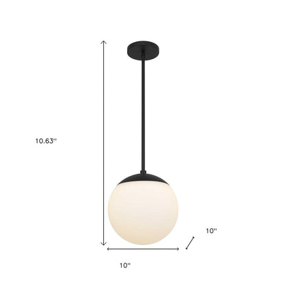 10" Black And White Frosted LED Dimmable Outdoor Globe Hanging Light HomeRoots