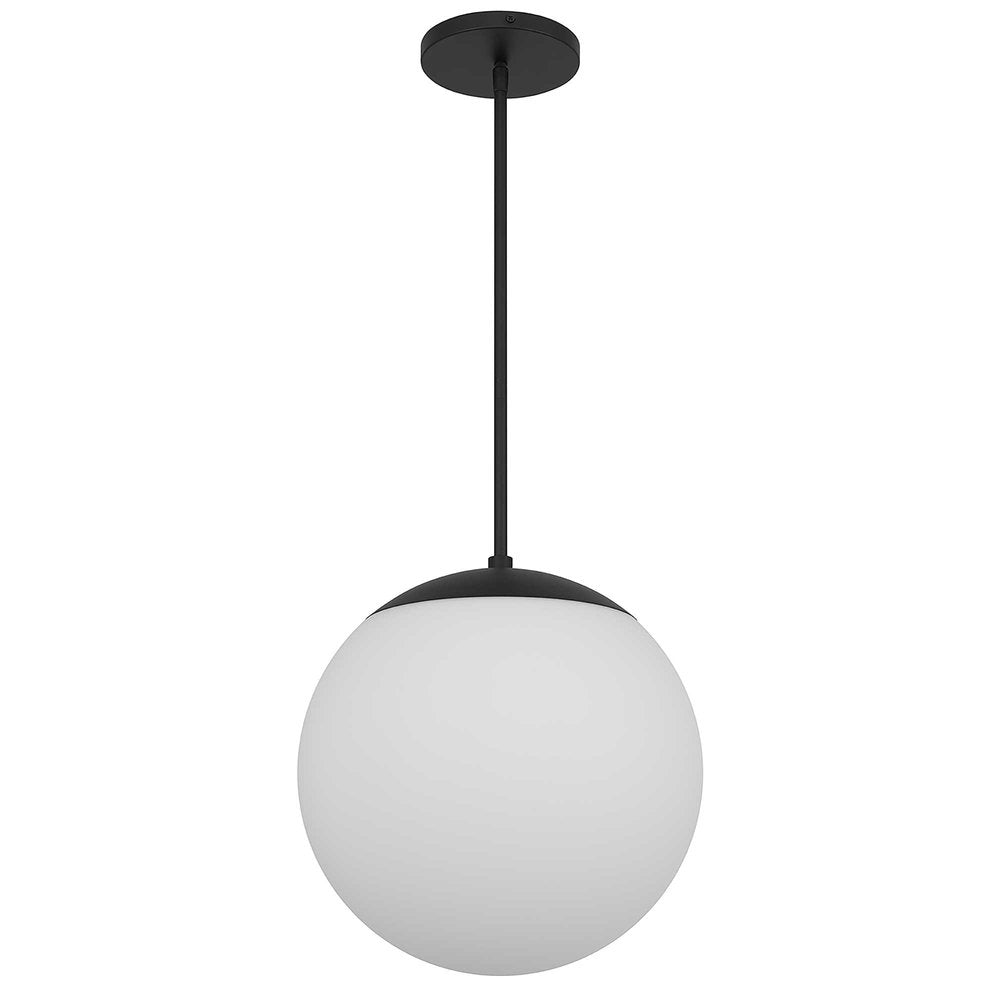 Black And White Frosted LED Dimmable Outdoor Hanging Light With Black Shades — view 2