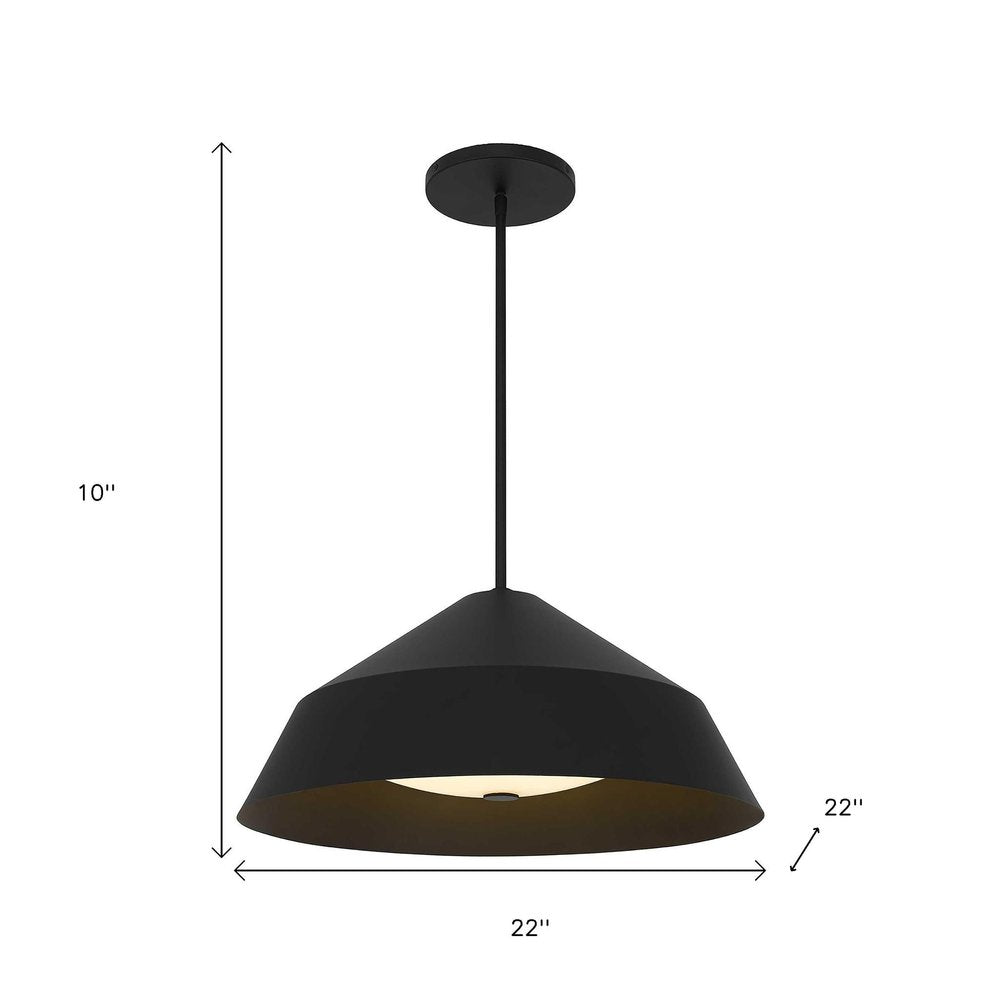 22" Black Aluminum Geometric LED Dimmable Outdoor Pendent Hanging Light HomeRoots