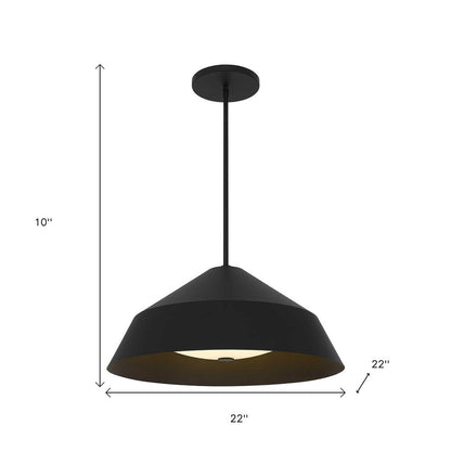 22" Black Aluminum Geometric LED Dimmable Outdoor Pendent Hanging Light HomeRoots