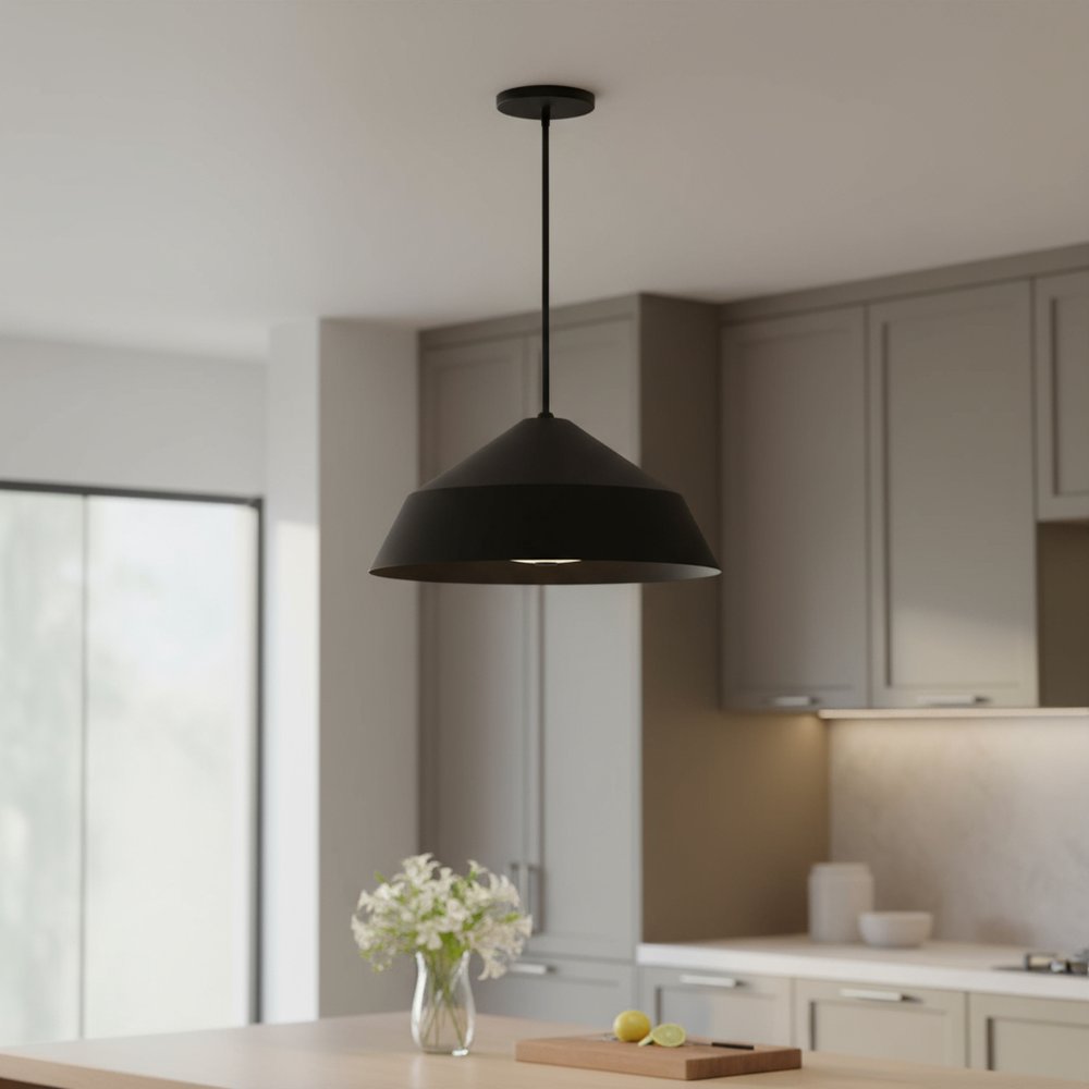 22" Black Aluminum Geometric LED Dimmable Outdoor Pendent Hanging Light HomeRoots