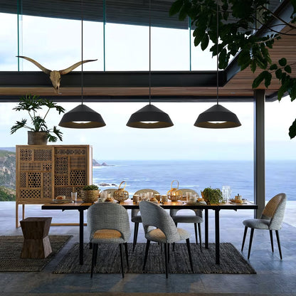 22" Black Aluminum Geometric LED Dimmable Outdoor Pendent Hanging Light HomeRoots