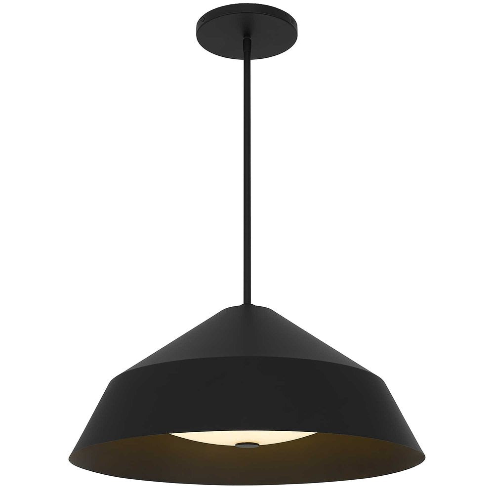 22" Black Aluminum Geometric LED Dimmable Outdoor Pendent Hanging Light HomeRoots