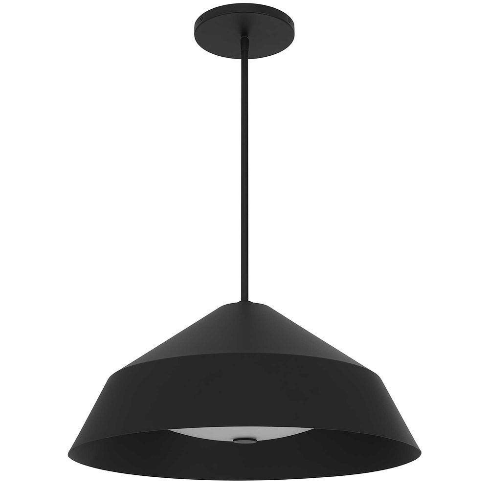 22" Black Aluminum Geometric LED Dimmable Outdoor Pendent Hanging Light HomeRoots