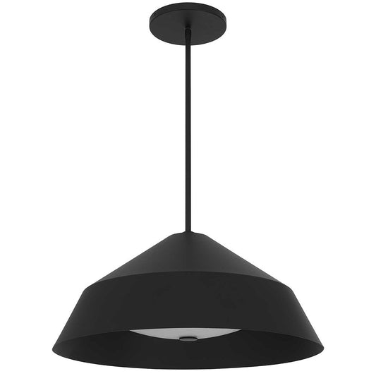 22" Black Aluminum Geometric LED Dimmable Outdoor Pendent Hanging Light HomeRoots