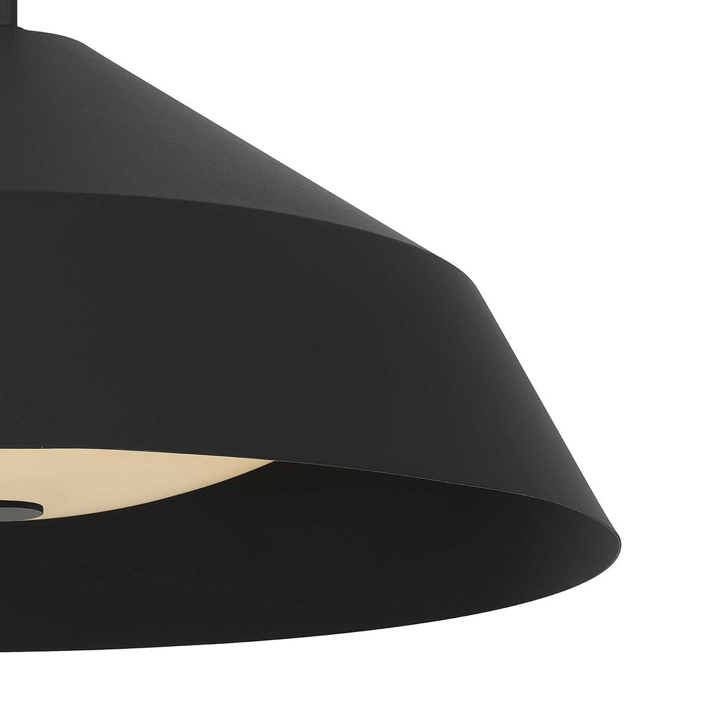 22" Black Aluminum Geometric LED Dimmable Outdoor Pendent Hanging Light HomeRoots