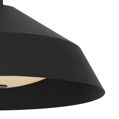22" Black Aluminum Geometric LED Dimmable Outdoor Pendent Hanging Light HomeRoots