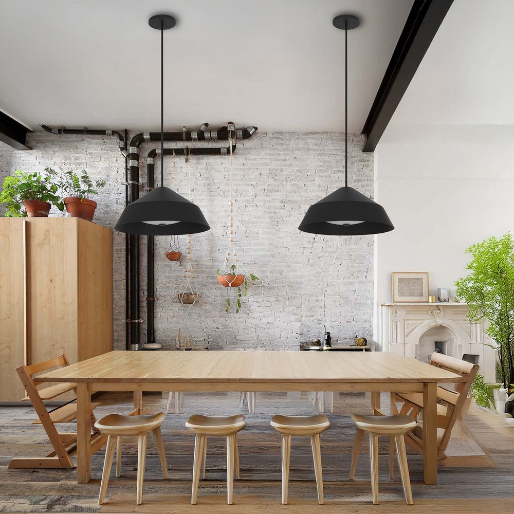 22" Black Aluminum Geometric LED Dimmable Outdoor Pendent Hanging Light HomeRoots