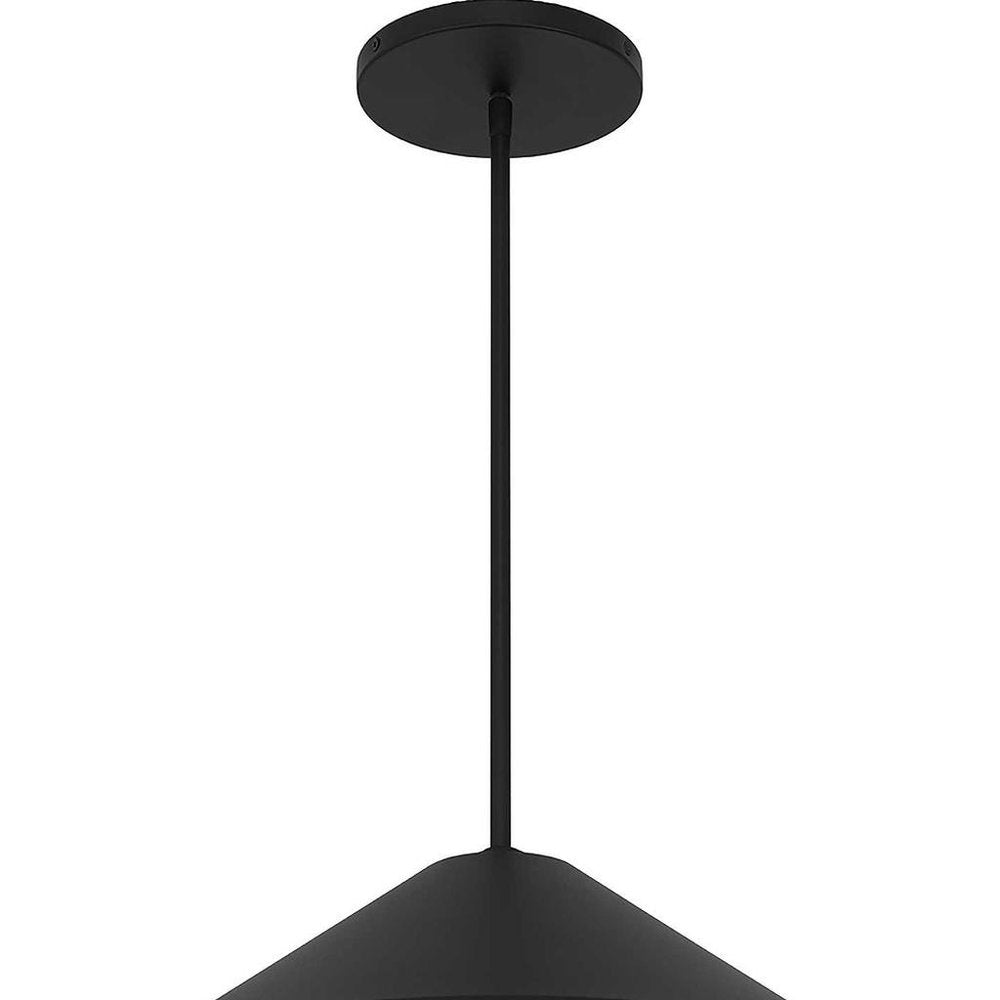 22" Black Aluminum Geometric LED Dimmable Outdoor Pendent Hanging Light HomeRoots