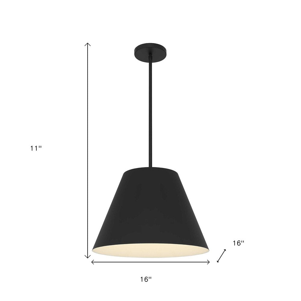 16" Black Aluminum Cone LED Dimmable Outdoor Pendent Hanging Light HomeRoots