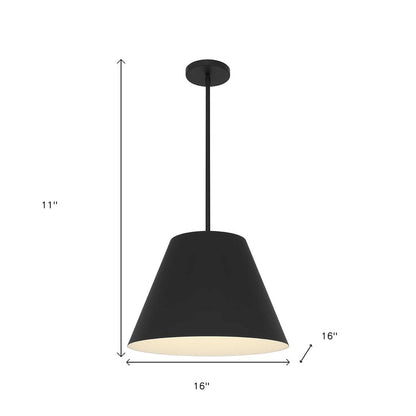 16" Black Aluminum Cone LED Dimmable Outdoor Pendent Hanging Light HomeRoots