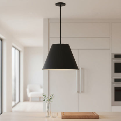 16" Black Aluminum Cone LED Dimmable Outdoor Pendent Hanging Light HomeRoots