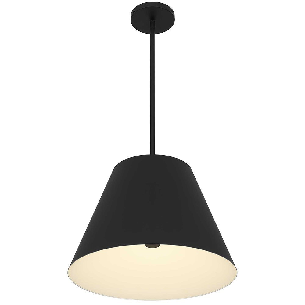 16" Black Aluminum Cone LED Dimmable Outdoor Pendent Hanging Light HomeRoots