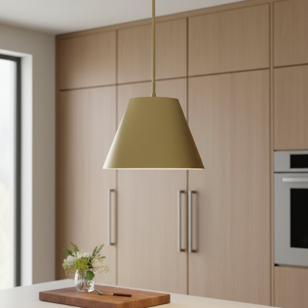 16" Antique Gold Aluminum Cone LED Dimmable Outdoor Pendent Hanging Light HomeRoots