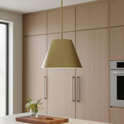 16" Antique Gold Aluminum Cone LED Dimmable Outdoor Pendent Hanging Light HomeRoots