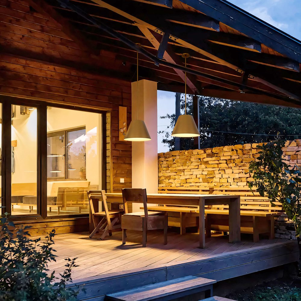 16" Antique Gold Aluminum Cone LED Dimmable Outdoor Pendent Hanging Light HomeRoots