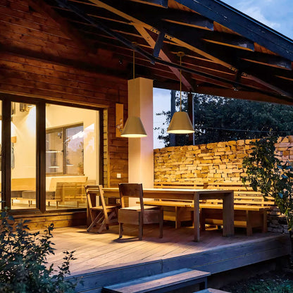 16" Antique Gold Aluminum Cone LED Dimmable Outdoor Pendent Hanging Light HomeRoots