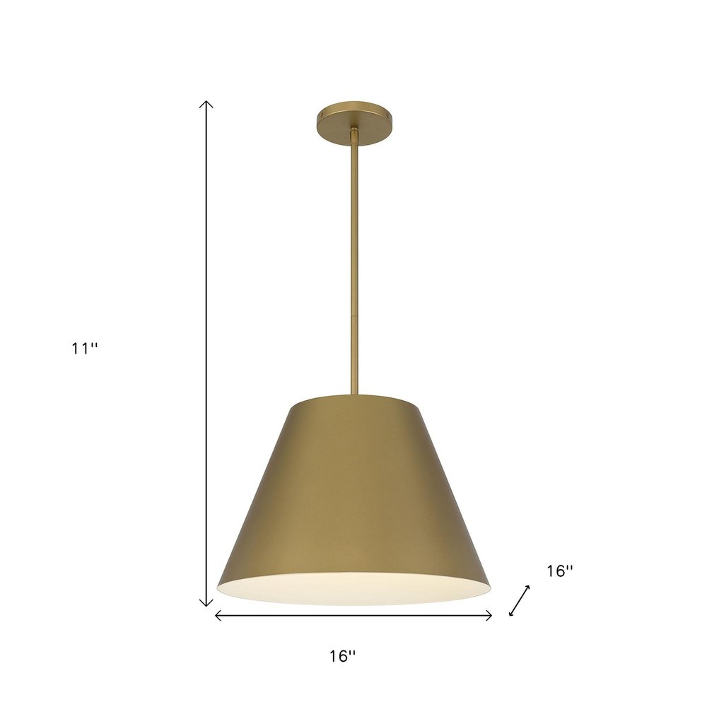 16" Antique Gold Aluminum Cone LED Dimmable Outdoor Pendent Hanging Light HomeRoots