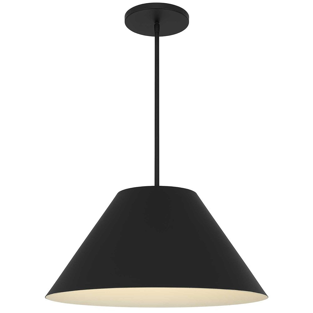 22" Black Aluminum Cone LED Dimmable Outdoor Pendent Hanging Light HomeRoots